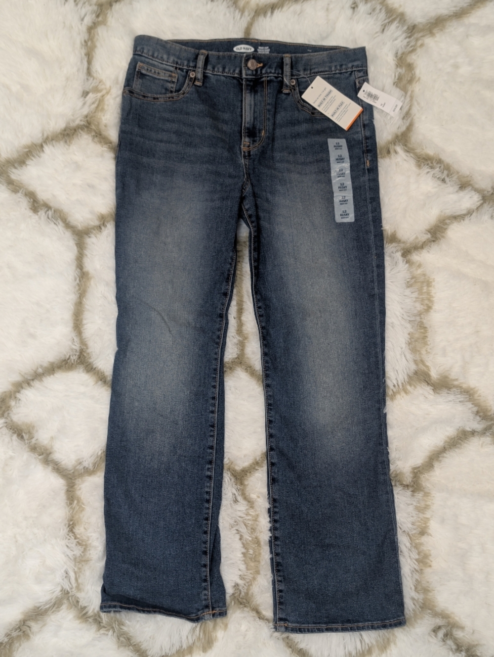 🧡3/$30 Old Navy Boy Bootcut Jean Size 12 Husky Built-In Flex Stretch Denim NWT